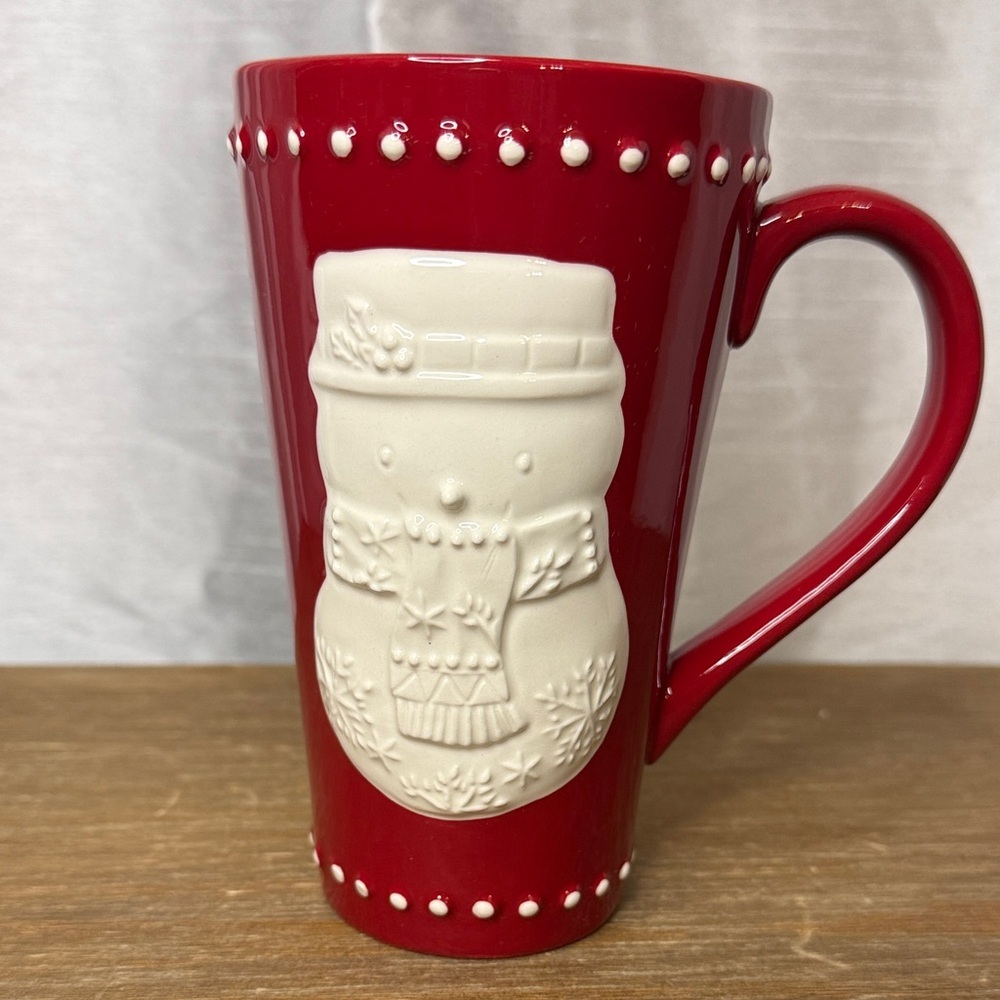 Hallmark Embossed Holiday Latte Mug Santa Coffee Collectible Christmas Ceramic